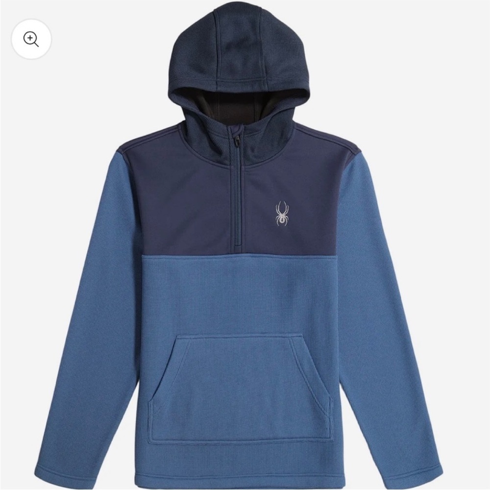 New Spyder Men’s Ray Half Zip Hooded Pullover Sweatshirt Blue Size Medium